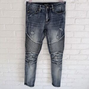 Rue 21 Supreme Flex 28/30 Skinny Jeans Men's Fabric Detailing Acid Wash Distress